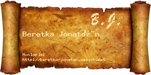 Beretka Jonatán névjegykártya